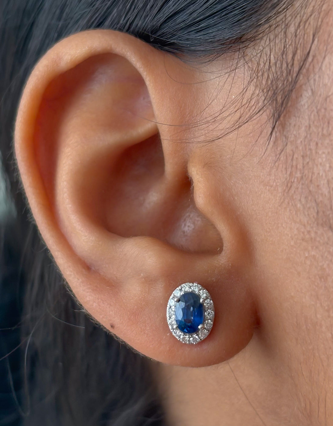 JPERG-4787/13662 Blue Sapphire Diamond Earring | 18K