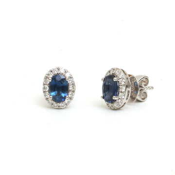 JPERG-4787/13662 Blue Sapphire Diamond Earring | 18K