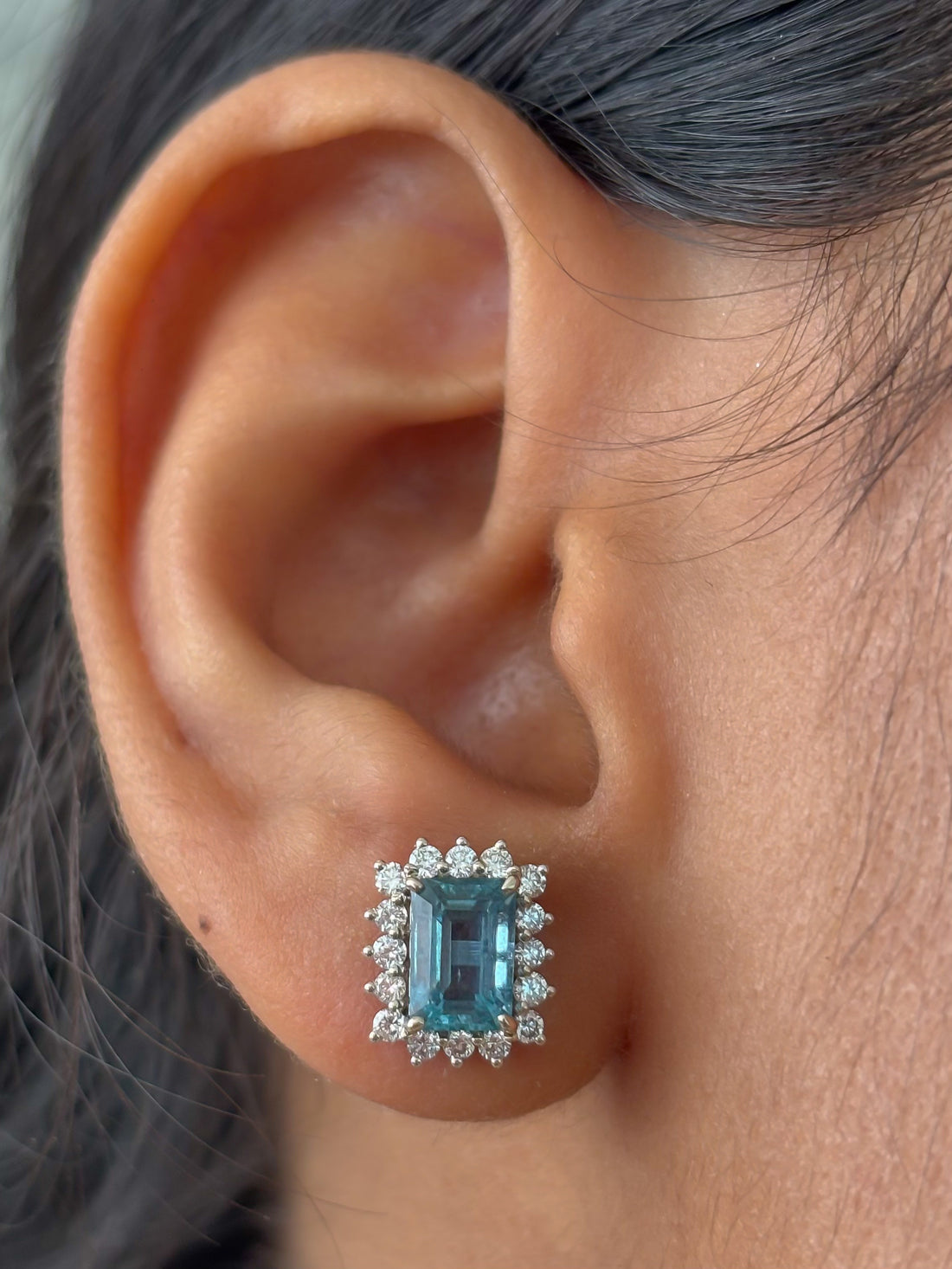 JPERG-4790/13685 Diamond Aquamarine Earring | 14K