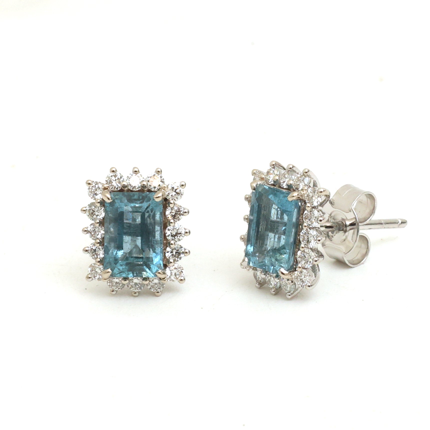 JPERG-4790/13685 Diamond Aquamarine Earring | 14K