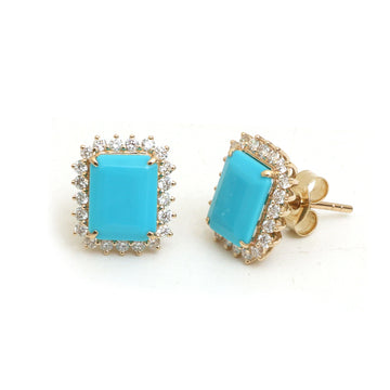 JPERG-4791/13686 Diamond Turquoise Earring | 14K