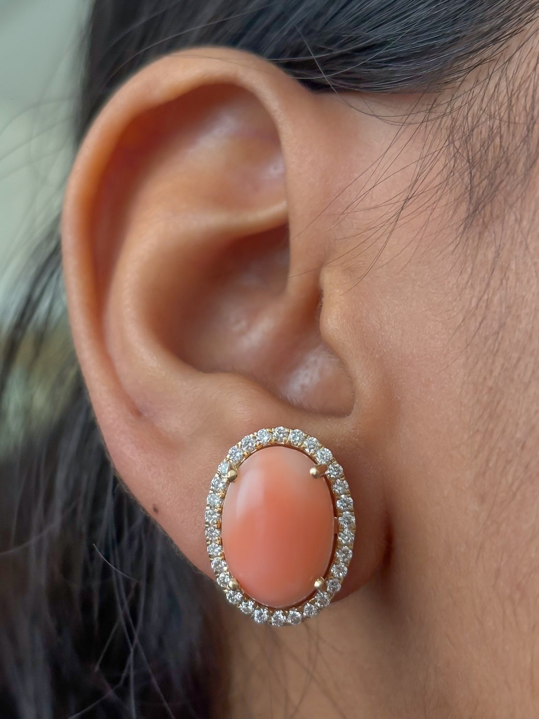JPERG-4792/13687 Coral Diamond Earring | 14K