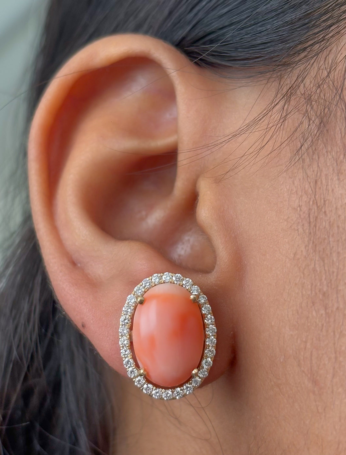 JPERG-4793/13688 Coral Diamond Earring | 14K