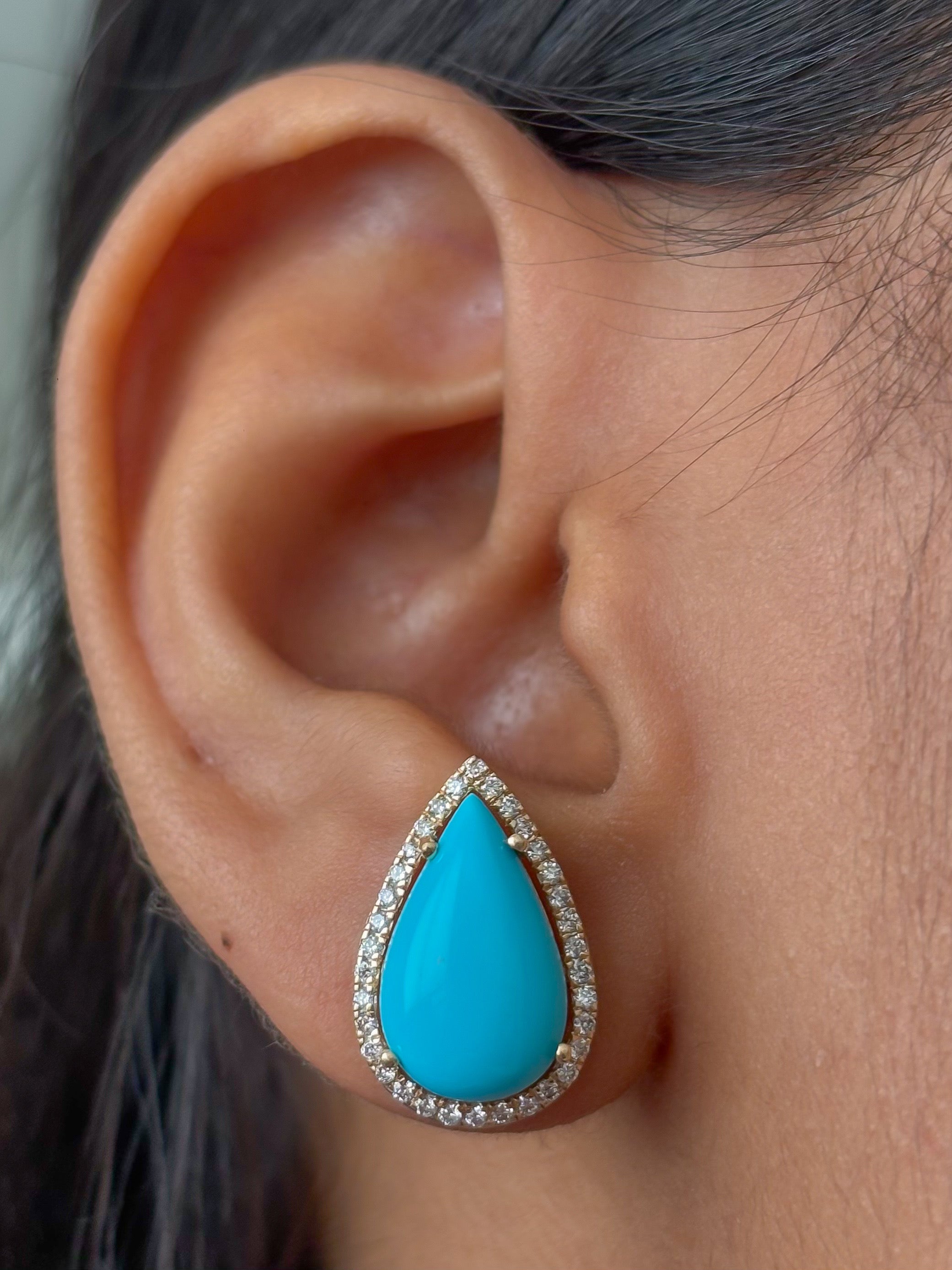 JPERG-4794/13689 Turquoise Diamond Earring | 14K