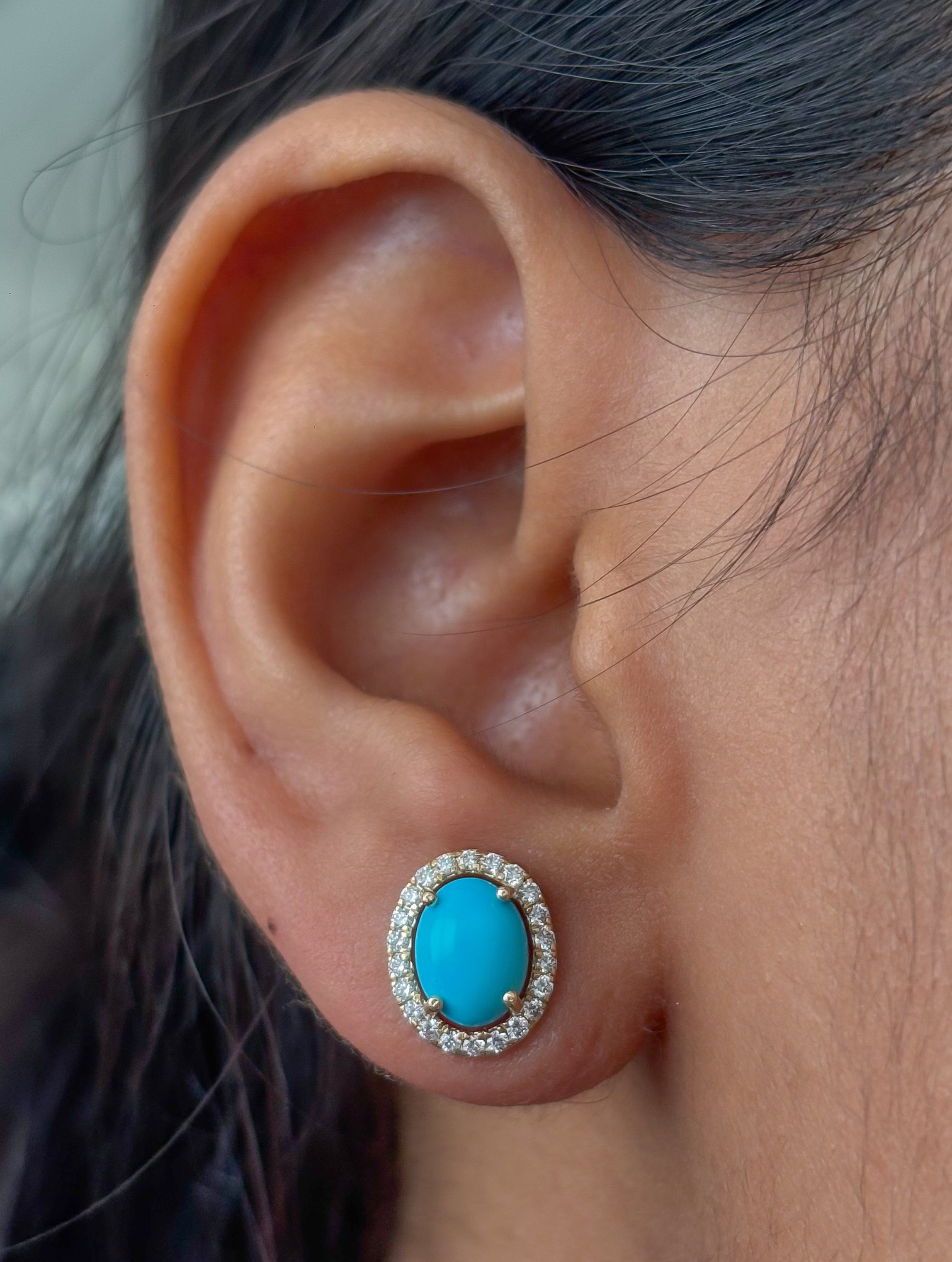 JPERG-4799/13694 Turquoise Pink Sapphire Diamond Earring | 14K