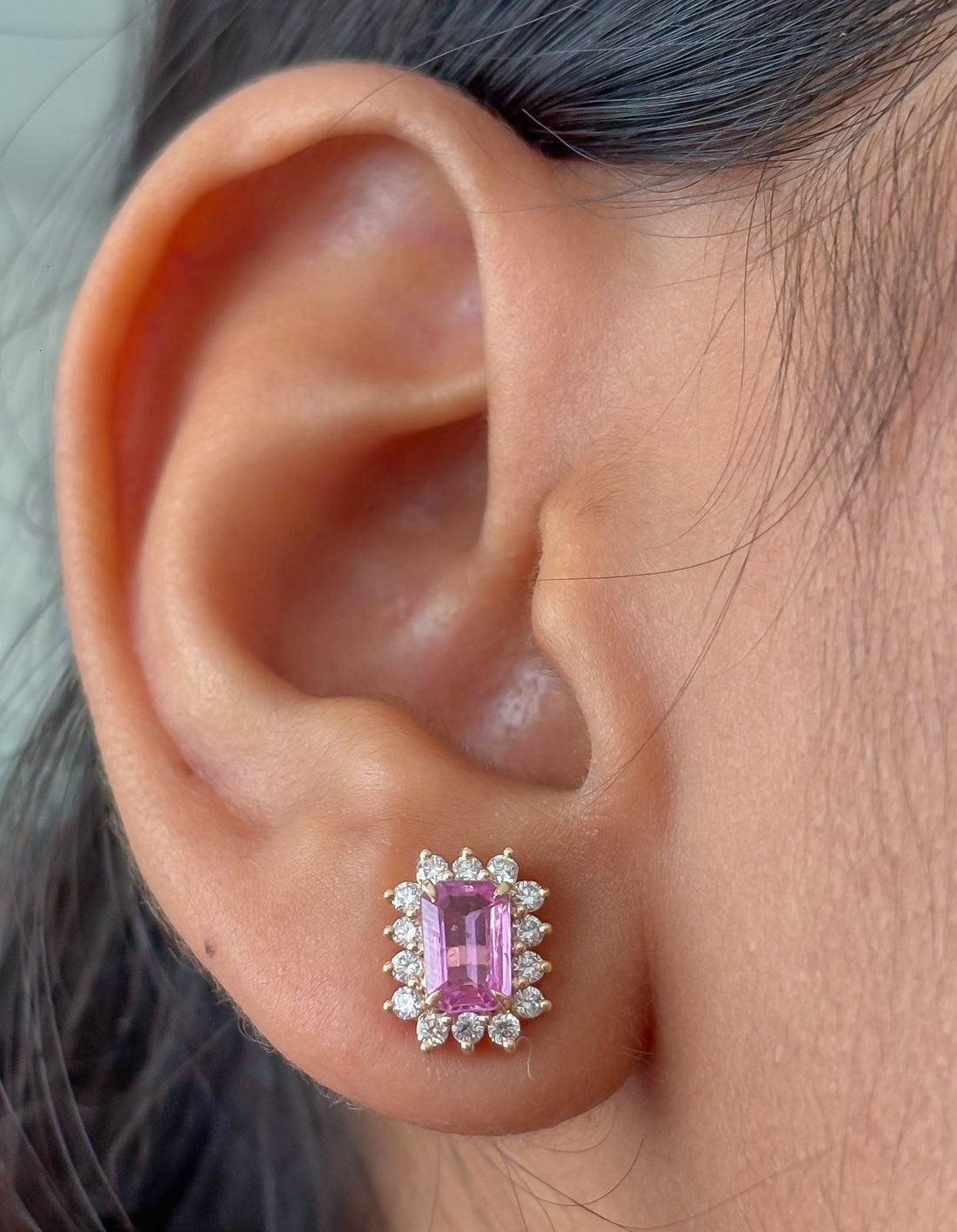 JPERG-4800/13695 Pink Sapphire Diamond Earring | 14K