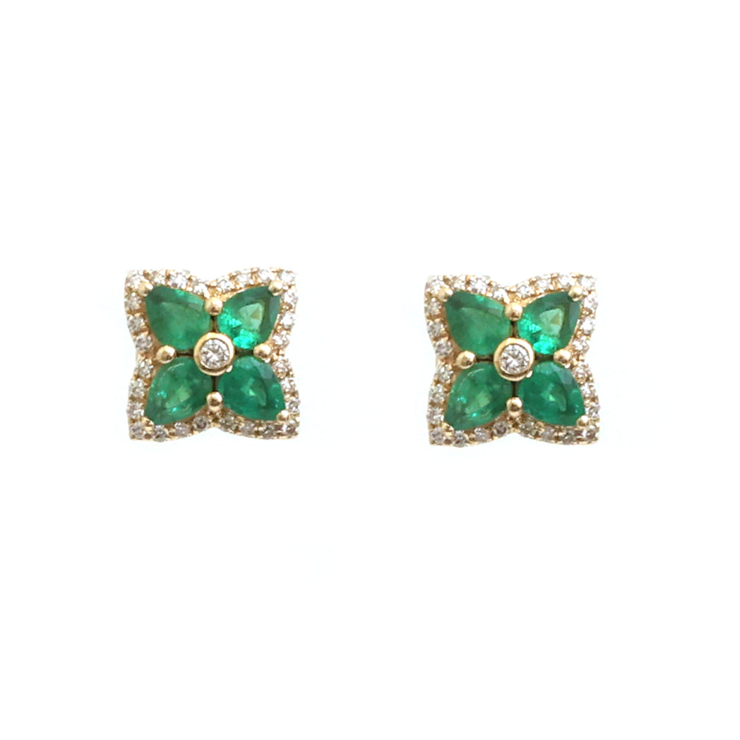JPERG-4801/13696 Emerald Diamond Earring | 14K