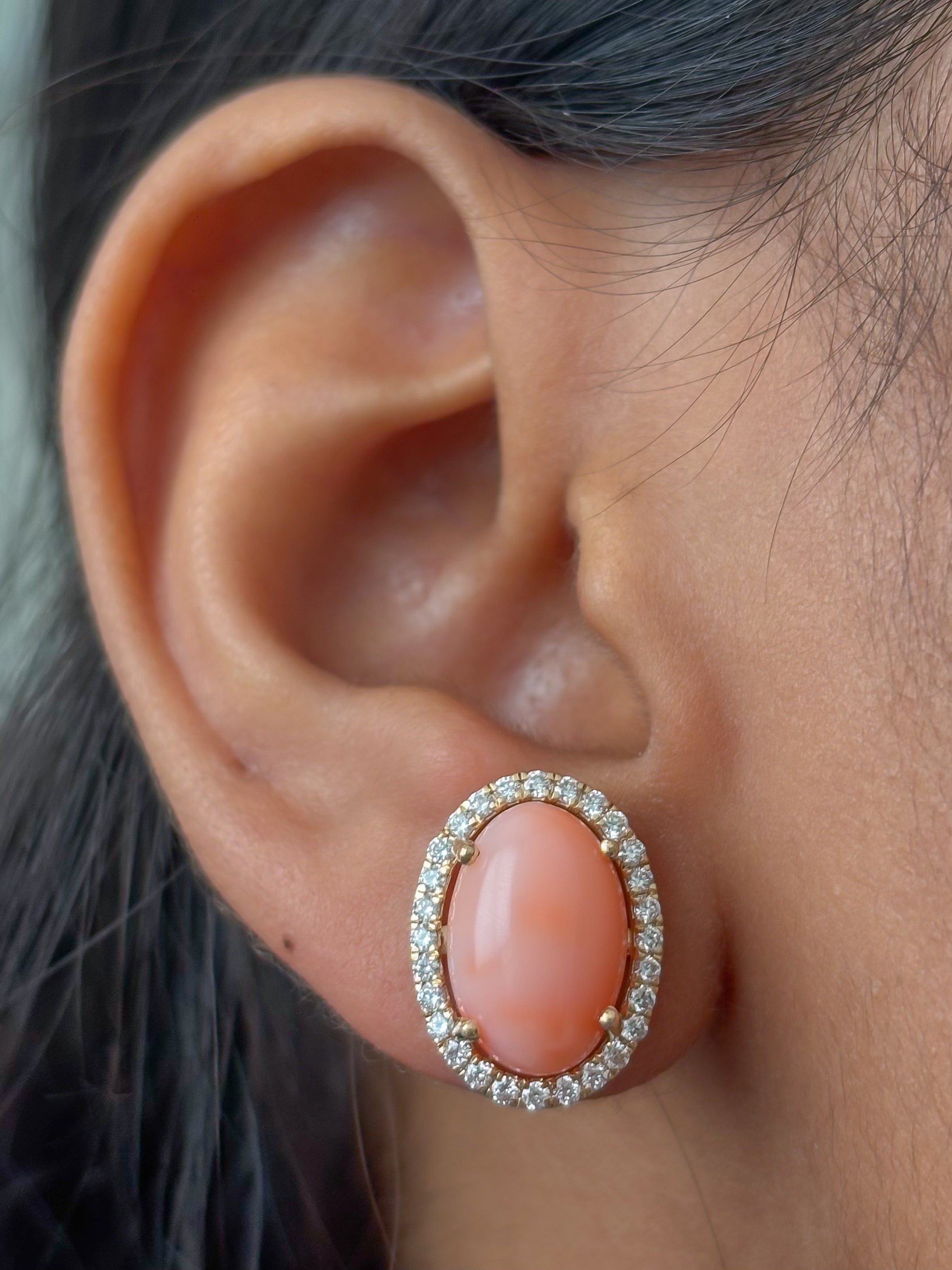JPERG-4802/13697 Coral Diamond Earring | 14K