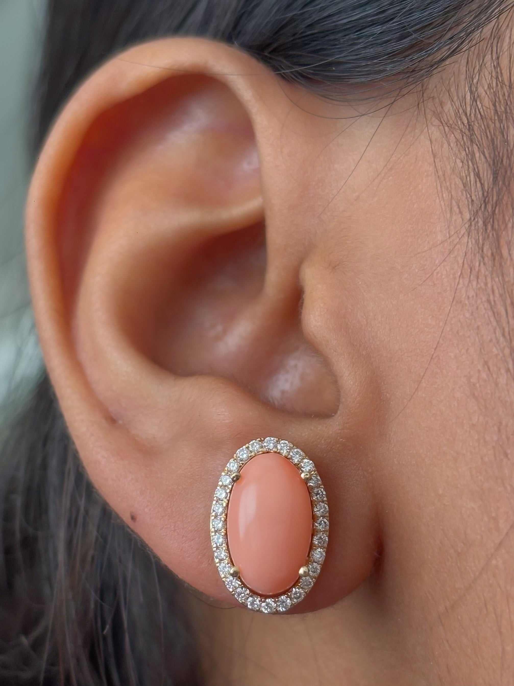 JPERG-4803/13698 Coral Diamond Earring | 14K