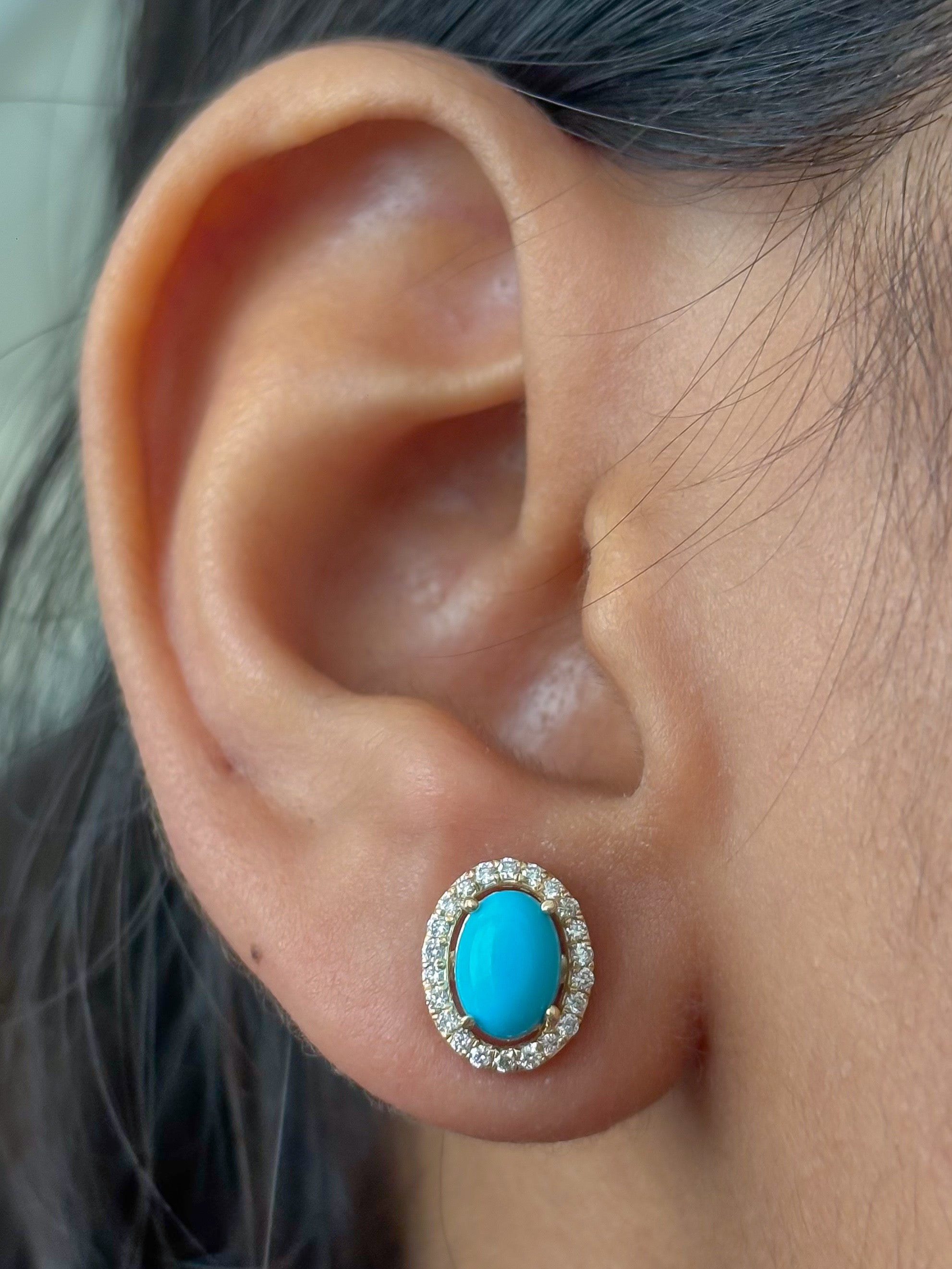 JPERG-4808/13703 Turquoise Diamond Earring | 14K