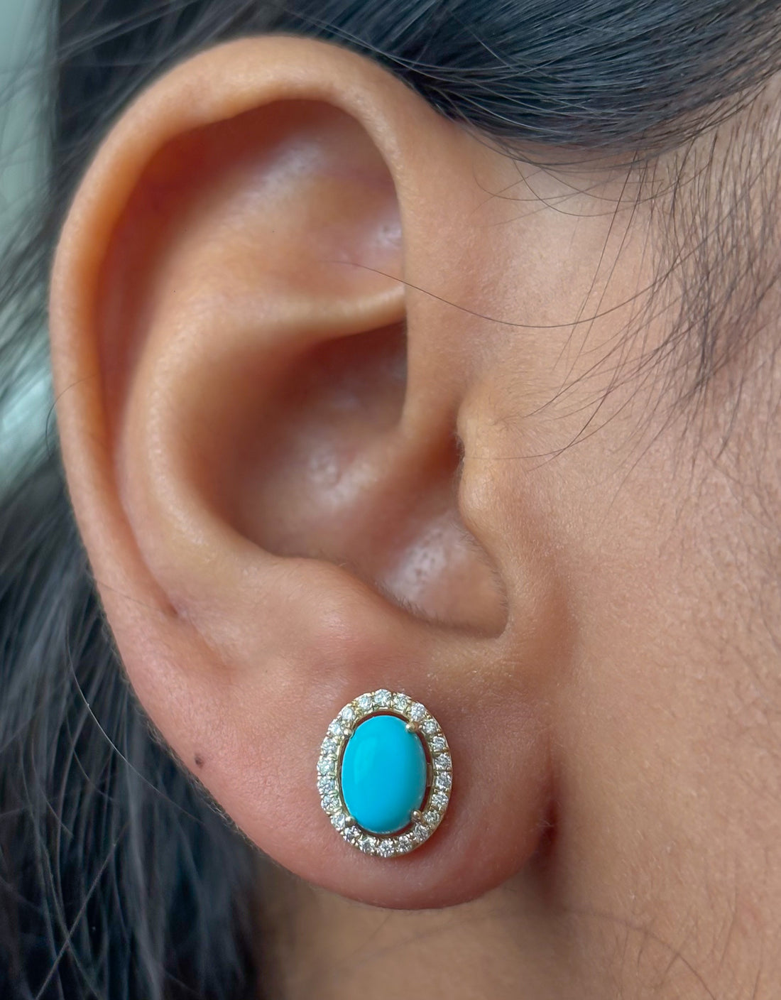 JPERG-4810/13705 Turquoise Diamond Earring | 14K