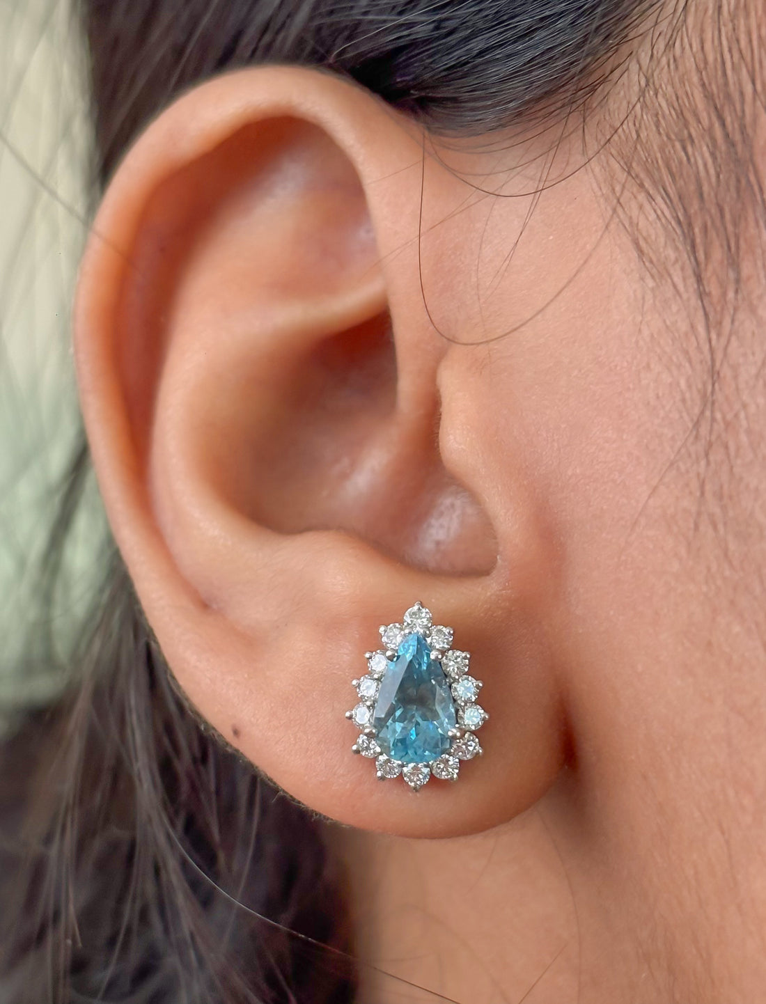 JPERG-4811/13706 Aquamarine Diamond Earring | 14K