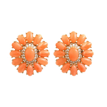 JPERG-4822/13750 Diamond Coral Earring | 14K