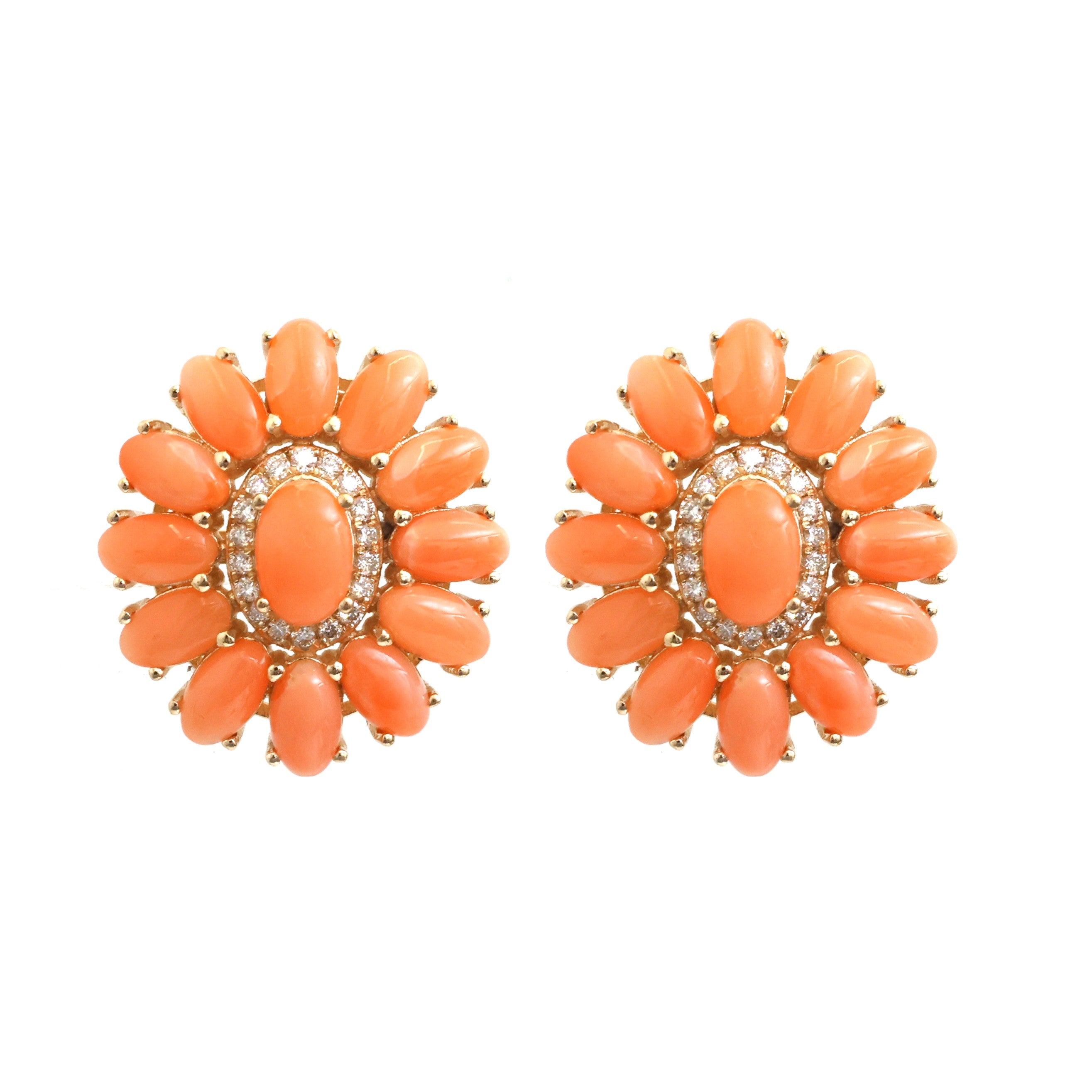 JPERG-4827/13755 Diamond Coral Earring | 14K