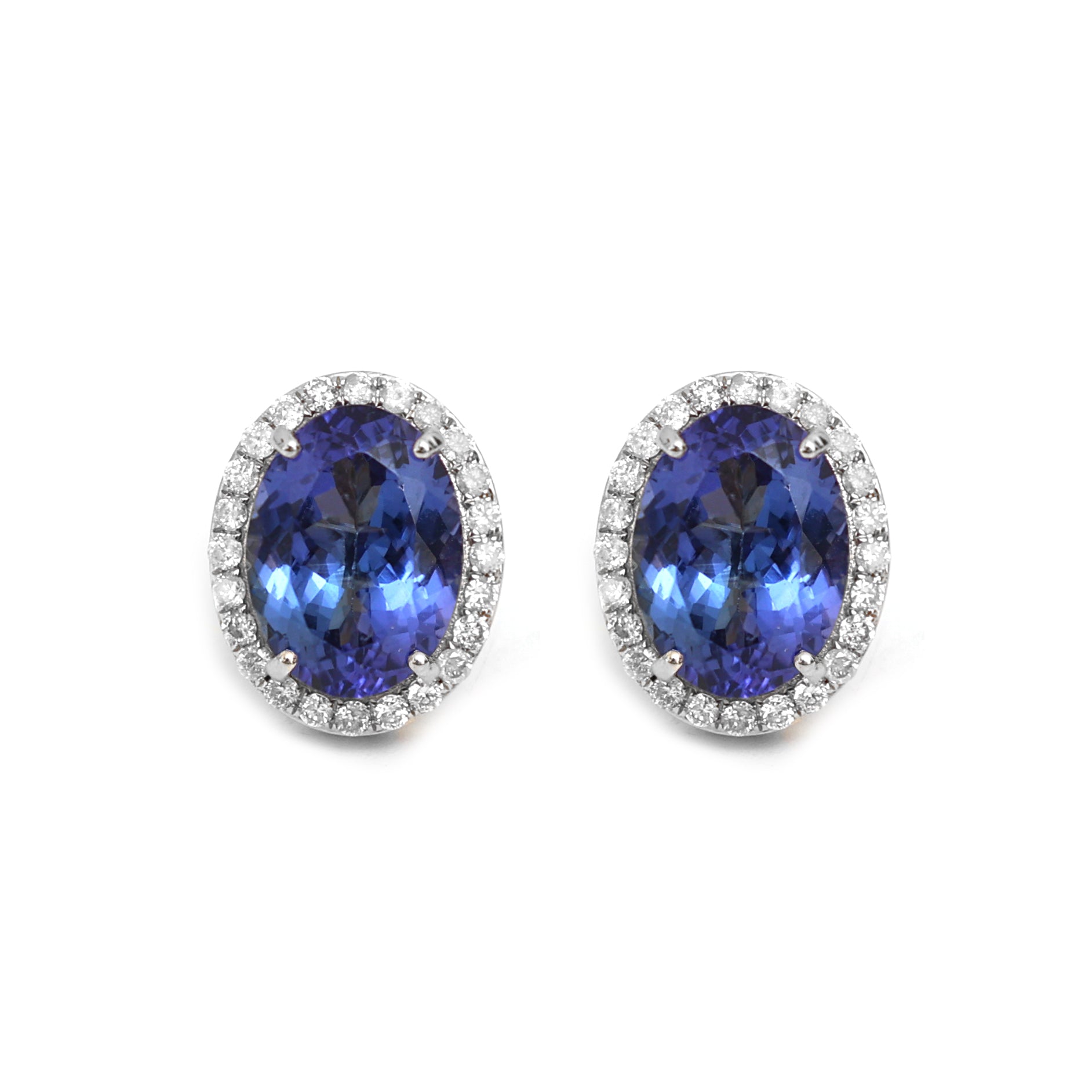 JPERG-482/2512 Tanzanite Oval With Diamond Studs Earring | 18K