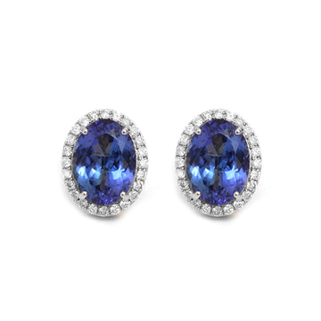 JPERG-482/2512 Tanzanite Oval With Diamond Studs Earring | 18K