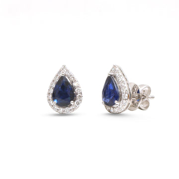 JPERG-4835/13791 Blue Sapphire Diamond Earring | 18K