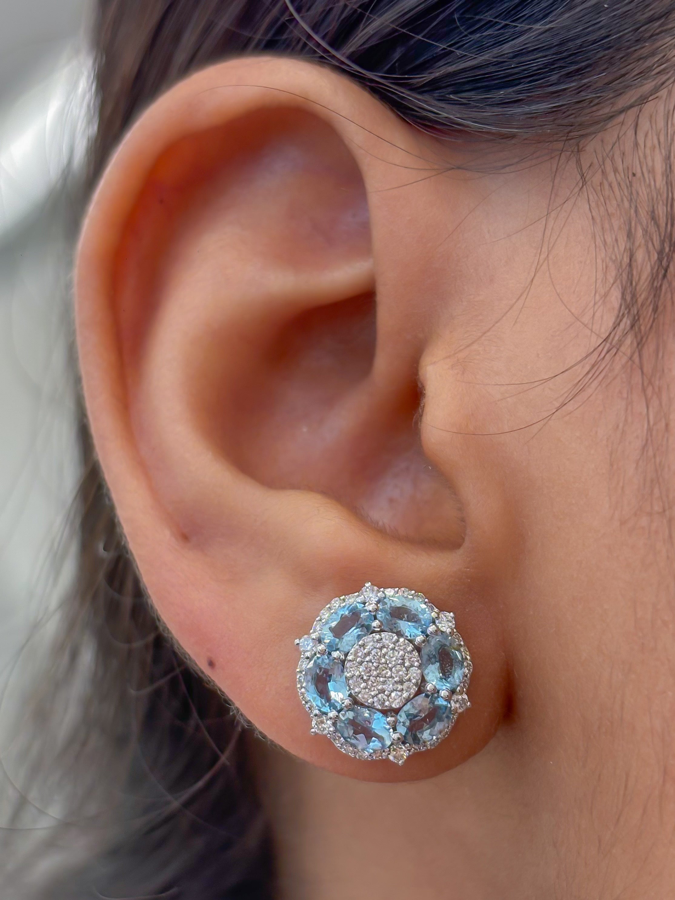 JPERG-4836/13792 Aquamarine Diamond Earring | 18K