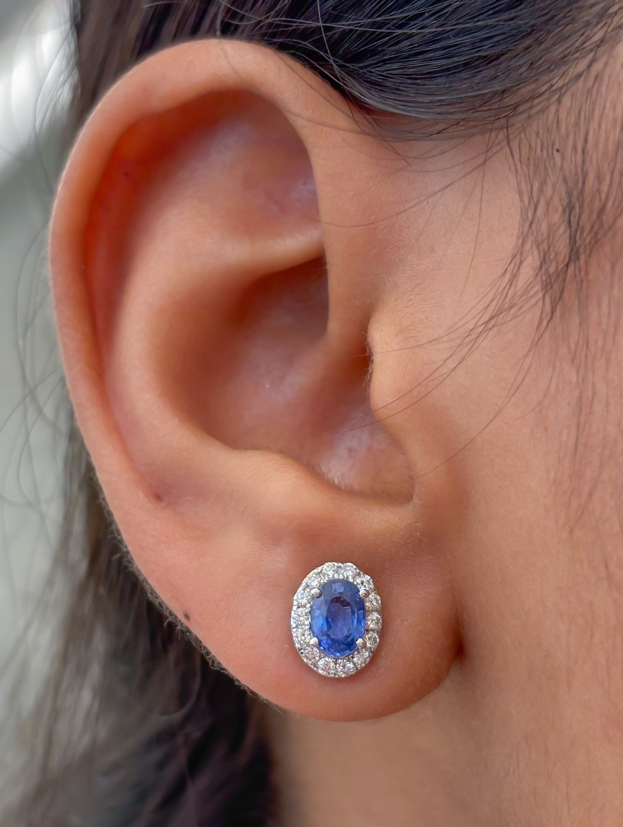 JPERG-4837/13793 Blue Sapphire Diamond Earring | 18K