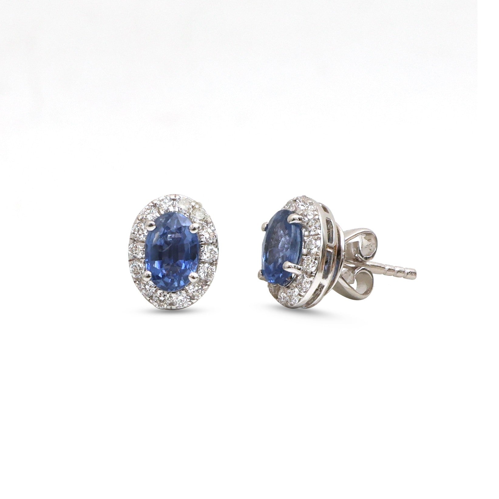 JPERG-4837/13793 Blue Sapphire Diamond Earring | 18K