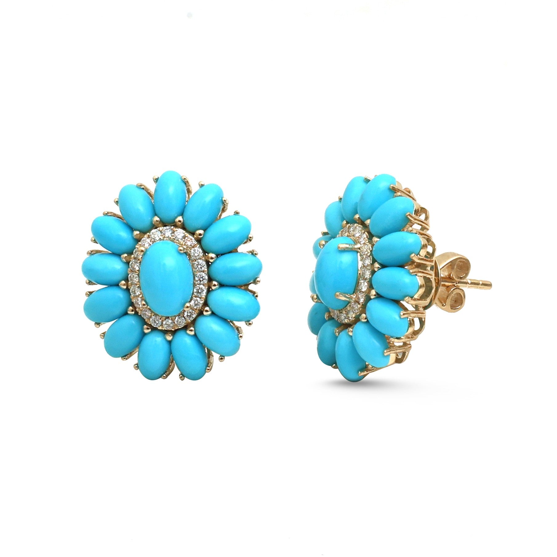 JPERG-4839/13811 Diamond Turquoise Earring | 14K