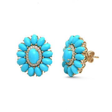 JPERG-4839/13811 Diamond Turquoise Earring | 14K