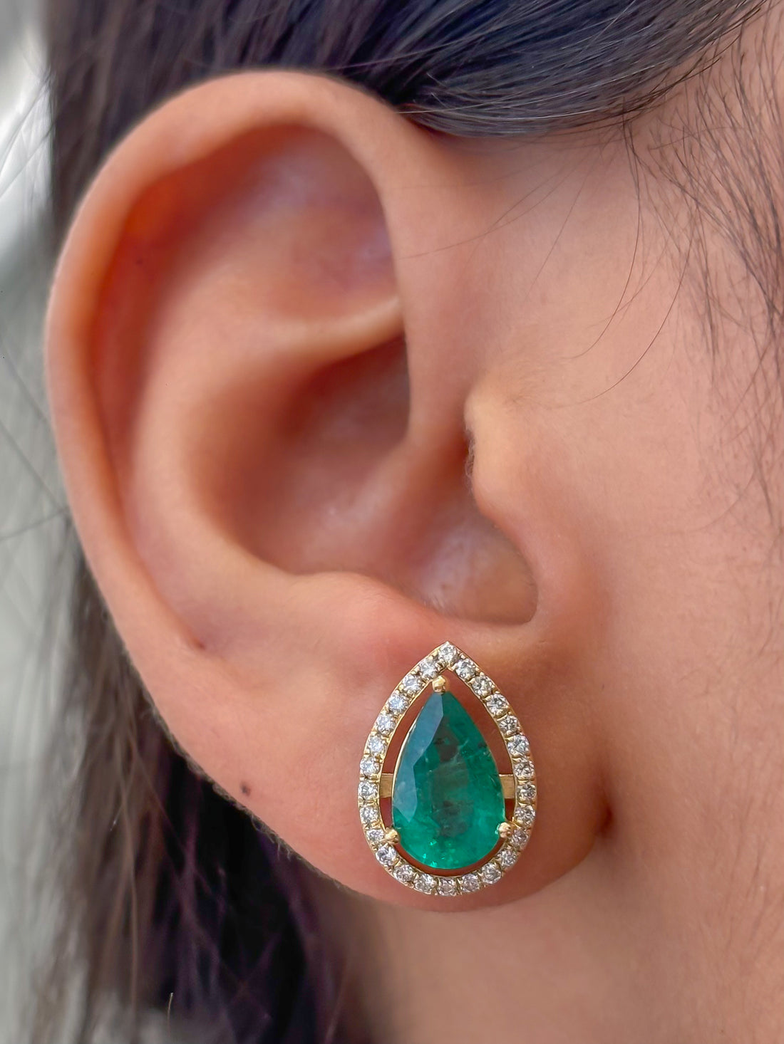 JPERG-4841/13813 Diamond Emerald Earring | 18K