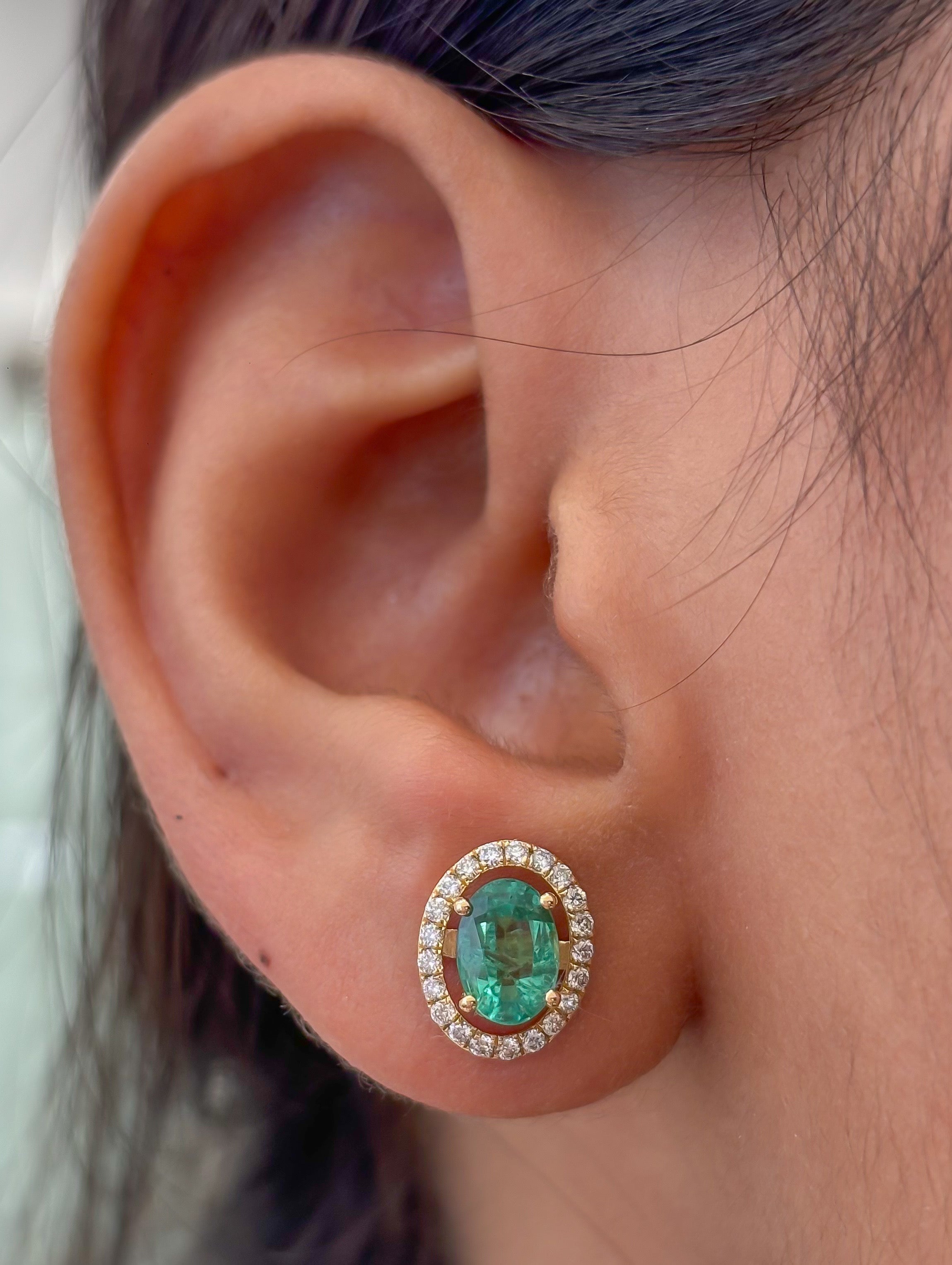 JPERG-4843/13815 Diamond Emerald Earring | 18K