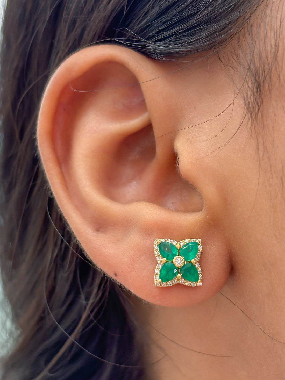 JPERG-4844/13833 Emerald Diamond Earring | 18K