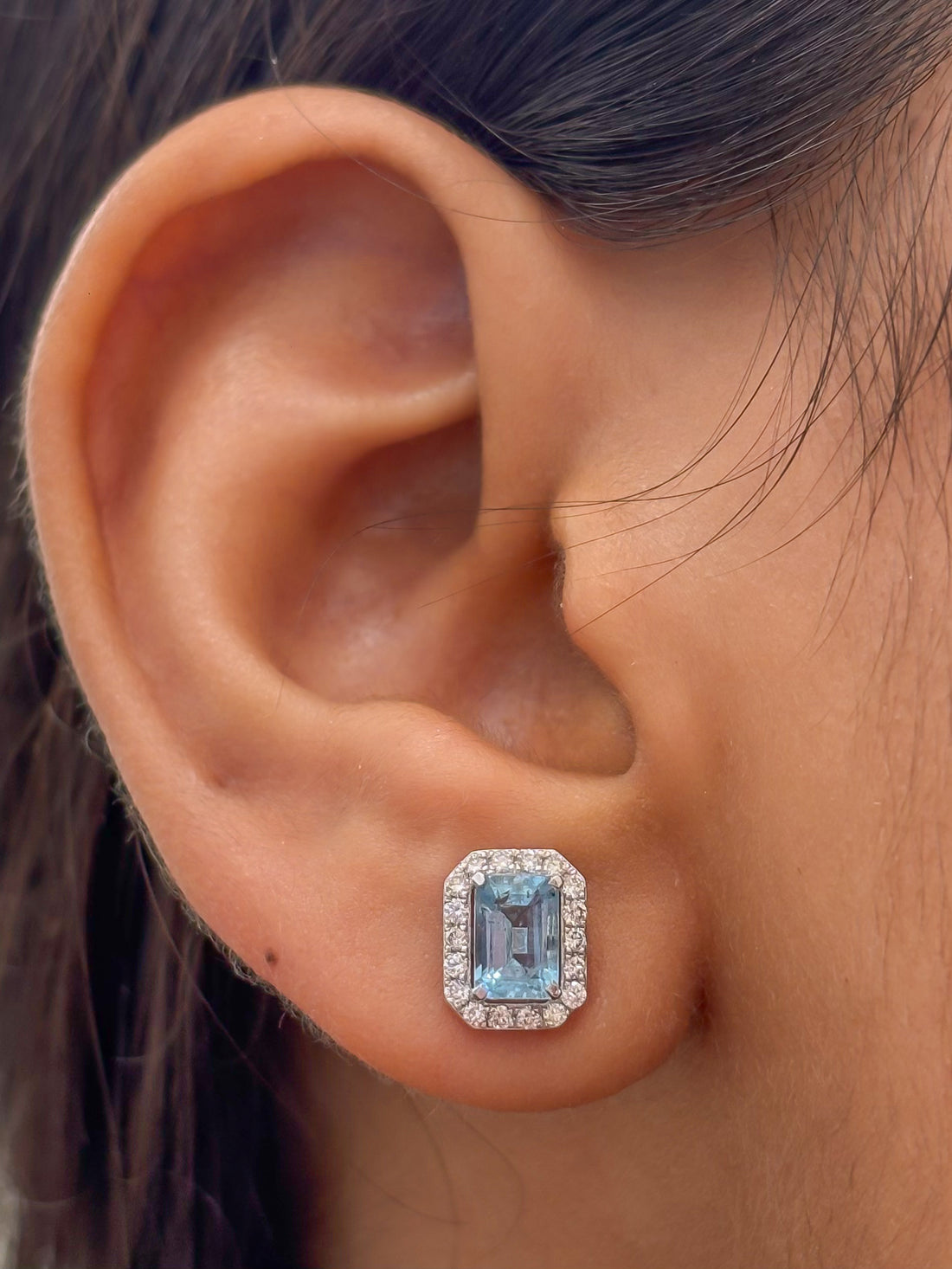 JPERG-4848/13851 Diamond Aquamarine Earring | 14K