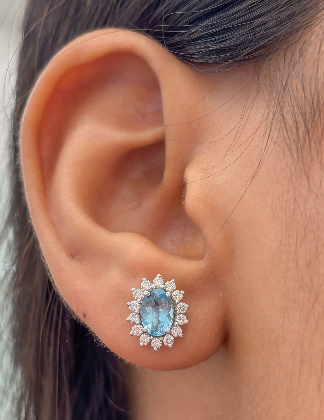 JPERG-4849/13852 Diamond Aquamarine Earring | 14K