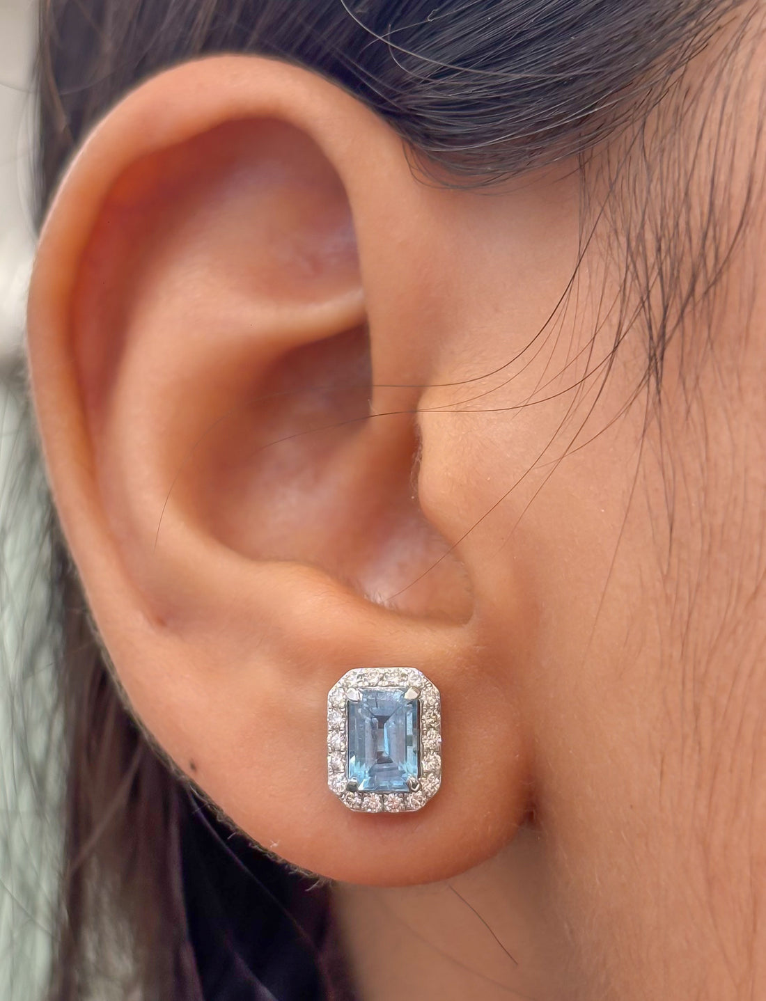 JPERG-4852/13855 Aquamarine Diamond Earring | 14K