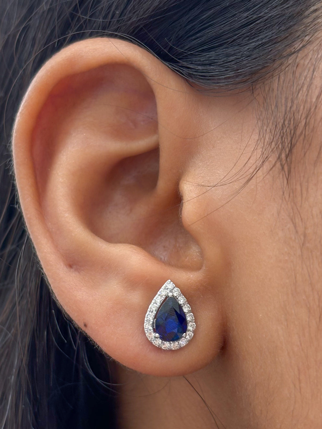 JPERG-4854/13901 Blue Sapphire Diamond Earring | 14K