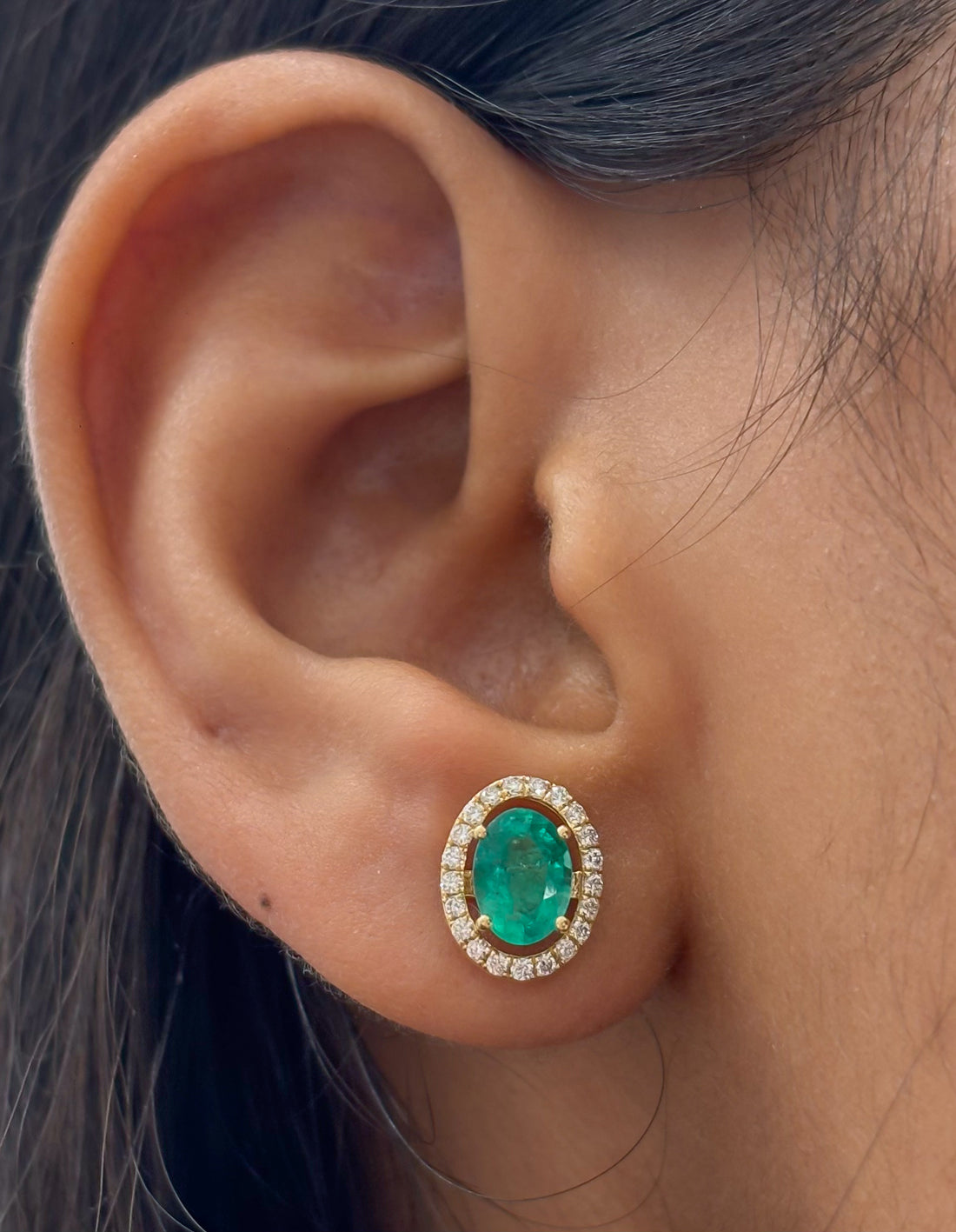 JPERG-4857/13907 Diamond Emerald Earring | 18K