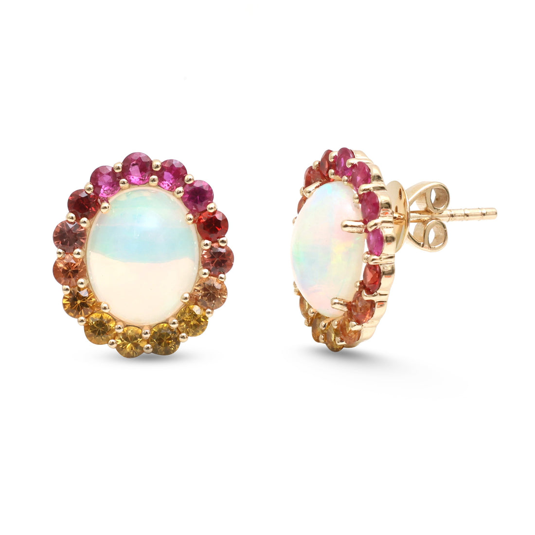 JPERG-4858/13908 Rainbow Sapphire Opal Earring | 14K