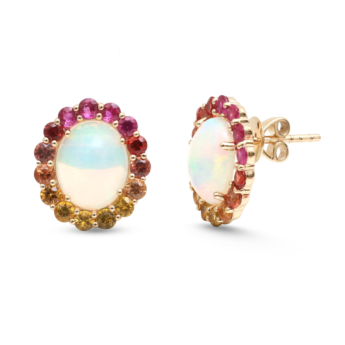 JPERG-4858/13908 Rainbow Sapphire Opal Earring | 14K