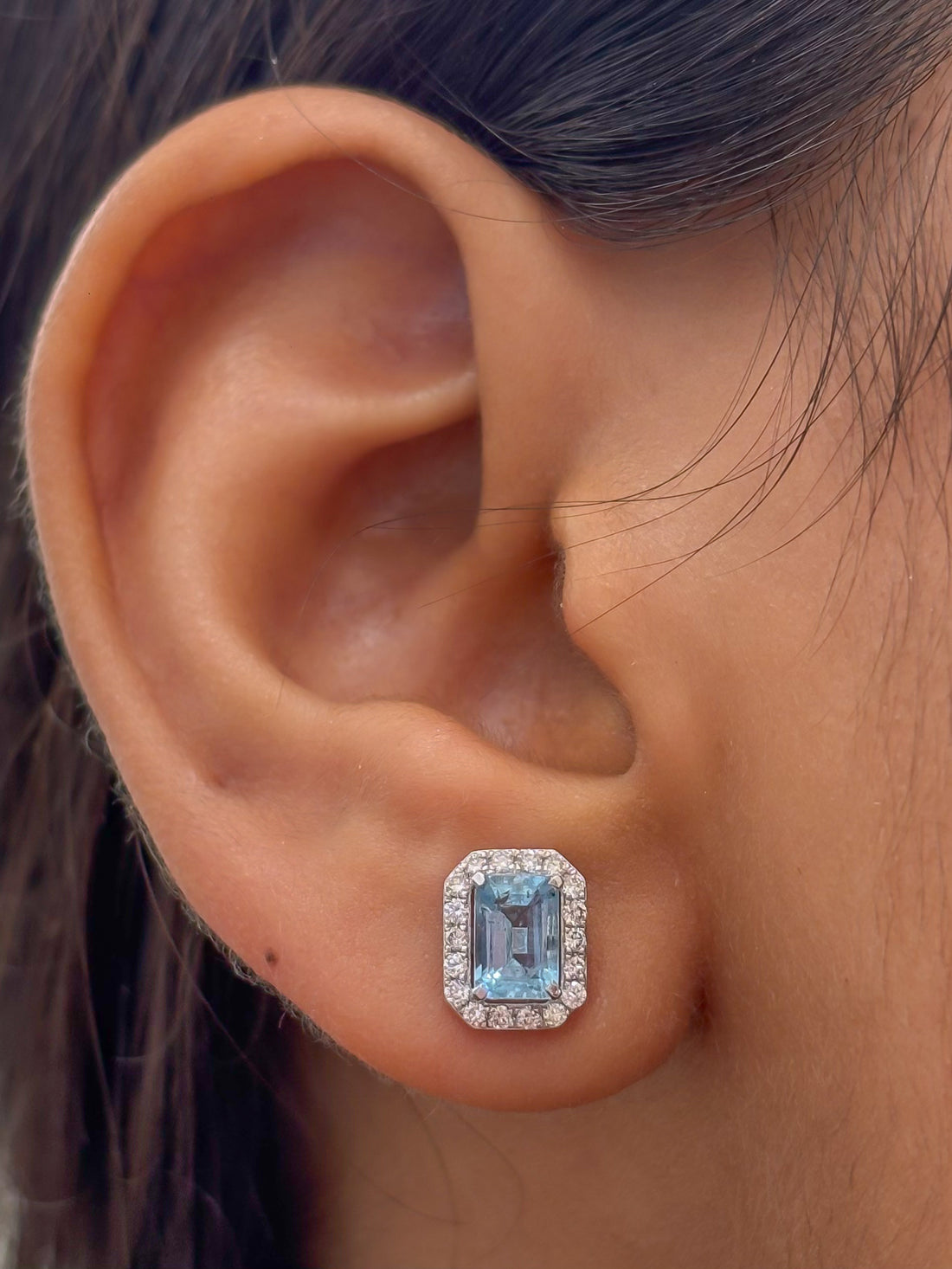 JPERG-4859/13910 Aquamarine Diamond Earring | 14K
