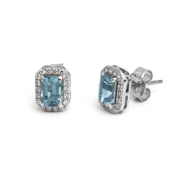 JPERG-4859/13910 Aquamarine Diamond Earring | 14K
