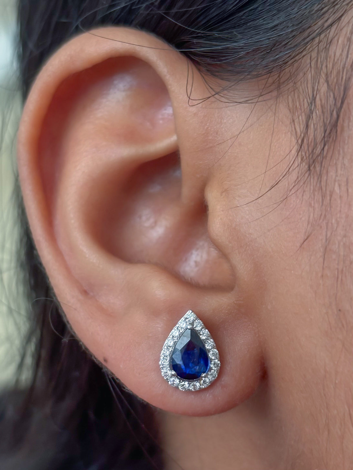 JPERG-4862/13958 Blue Sapphire Diamond Earring | 14K