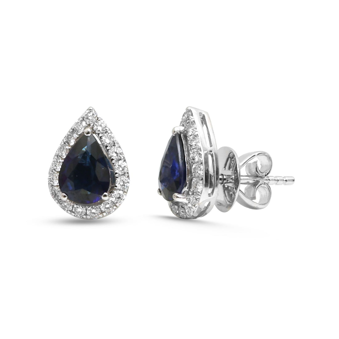 JPERG-4862/13958 Blue Sapphire Diamond Earring | 14K