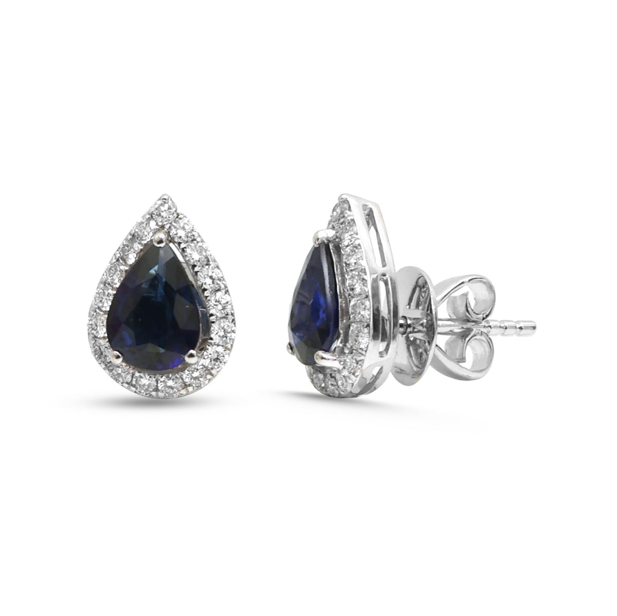 JPERG-4862/13958 Blue Sapphire Diamond Earring | 14K