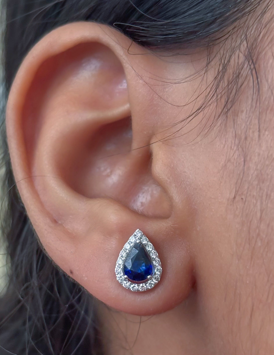 JPERG-4863/13959 Blue Sapphire Diamond Earring | 14K