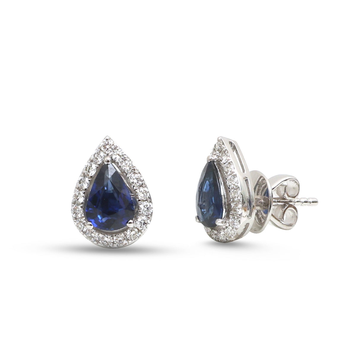 JPERG-4863/13959 Blue Sapphire Diamond Earring | 14K