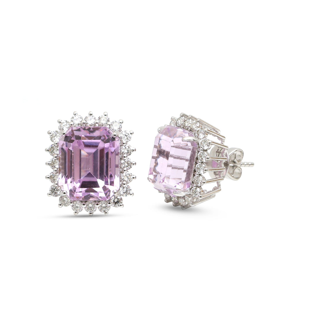 JPERG-4864/13960 Kunzite Diamond Earring | 14K
