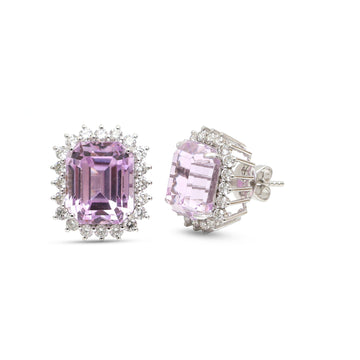 JPERG-4864/13960 Kunzite Diamond Earring | 14K