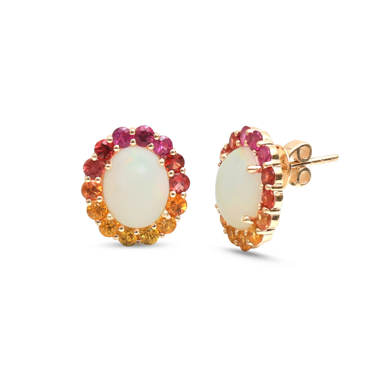 JPERG-4868/13976 Rainbow Sapphire Opal Earring | 14K