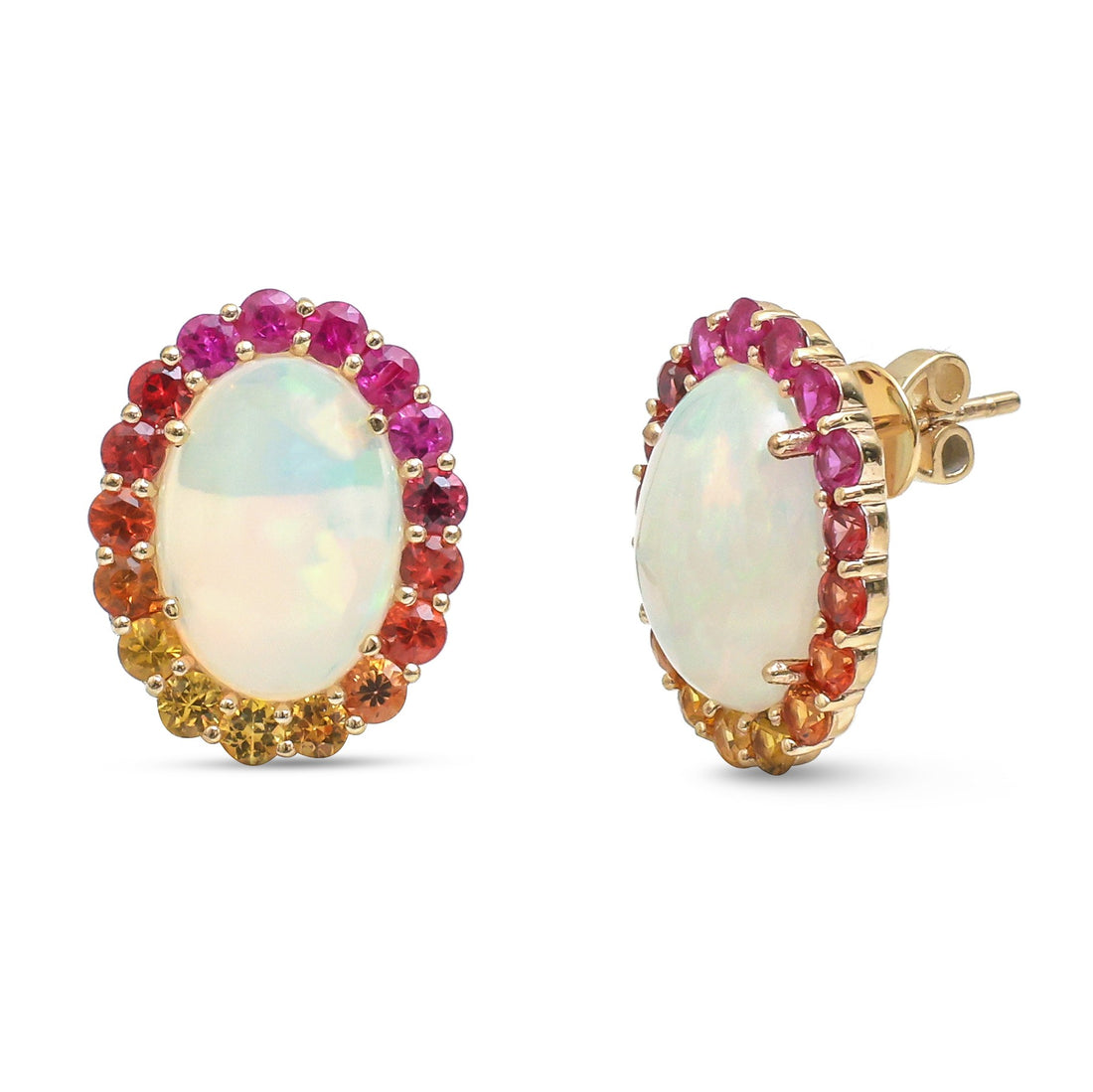 JPERG-4869/13977 Rainbow Sapphire Opal Earring | 14K