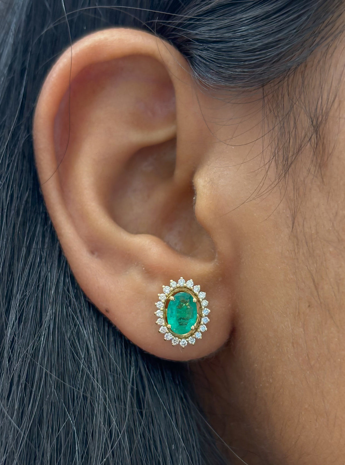 JPERG-4870/13978 Diamond Emerald Earring | 18K