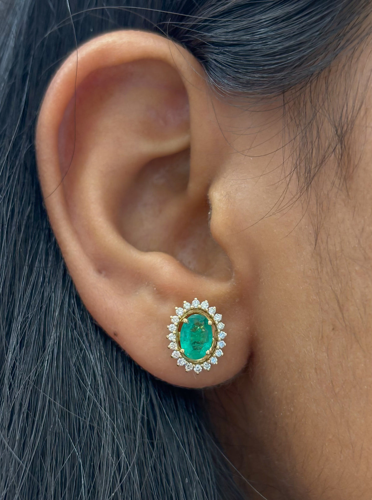 JPERG-4870/13978 Diamond Emerald Earring | 18K