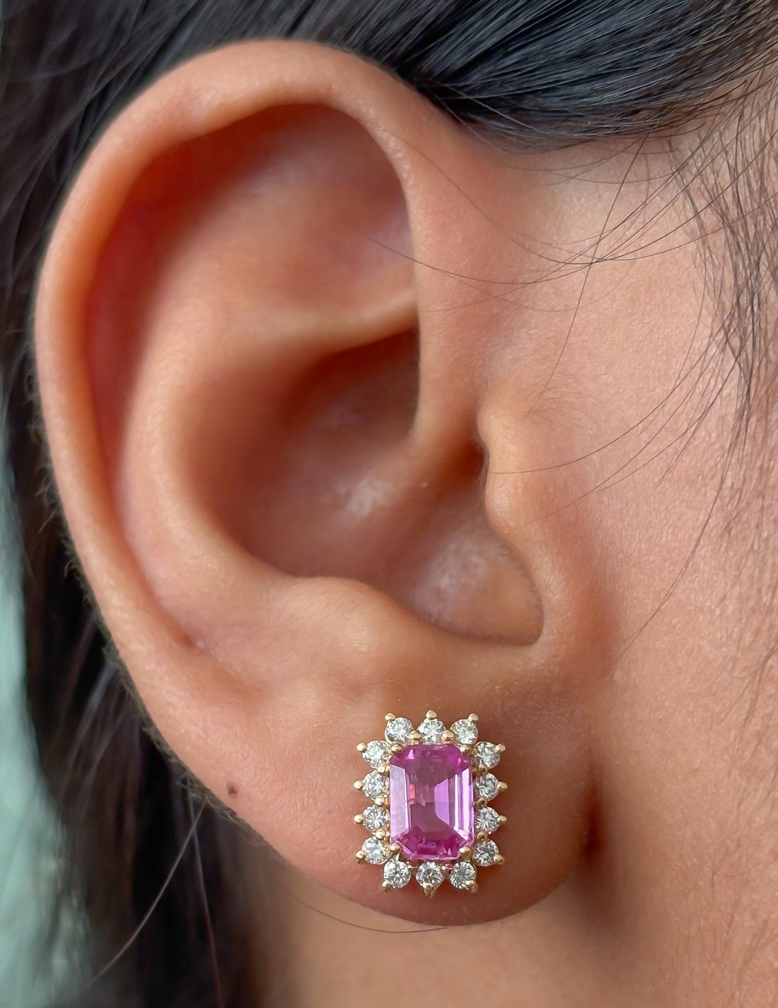 JPERG-4875/14026 Pink Sapphire Diamond Earring | 18K